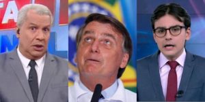 Sikêra Jr., Jair Bolsonaro e Dudu Camargo (Foto: RedeTV!/Adriano Machado/Reuters/SBT)