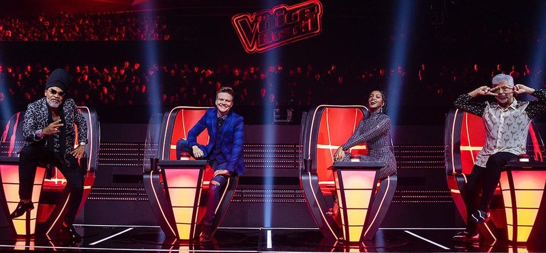 Carlinhos Brown, Michel Teló, Iza e Lulu Santos na 9ª temporada do "The Voice Brasil" (Foto: Divulgação/TV Globo)