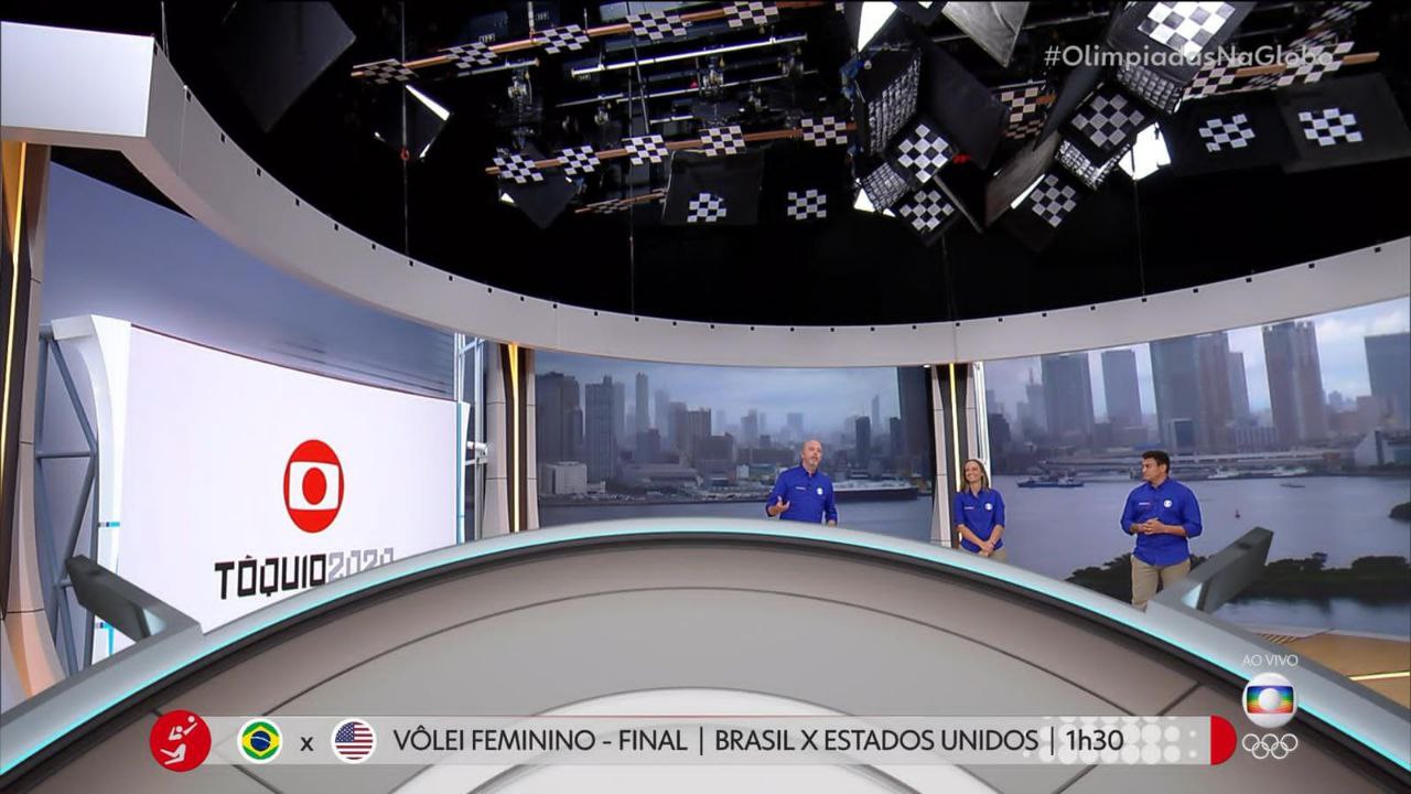 Cenário virtual dos Jogos Olímpicos da Globo apresentou um sério problema (Foto: Reprodução)