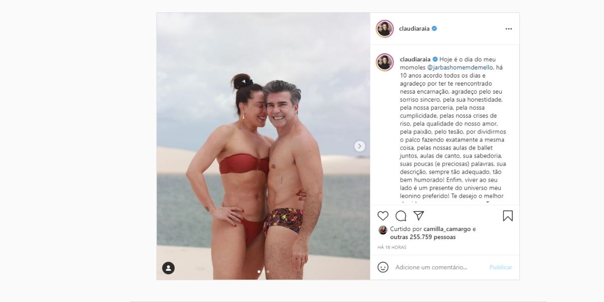 Claudia Raia expõe marido nas redes sociais (Reprodução)