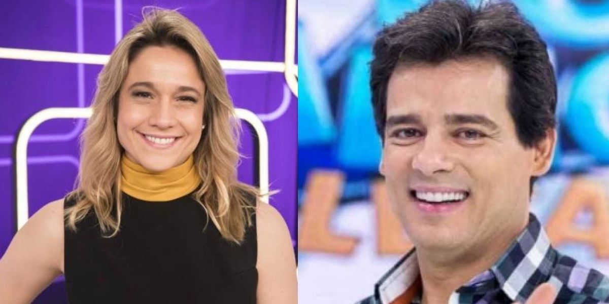 Fernanda Gentil da Globo e Celso Portiolli do SBT (Reprodução)