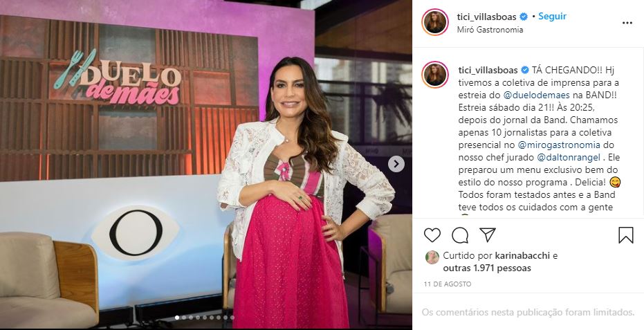 Ticiana Villas Boas celebrou seu retorno para a Band e fez anúncio bomba (Foto: Reprodução0