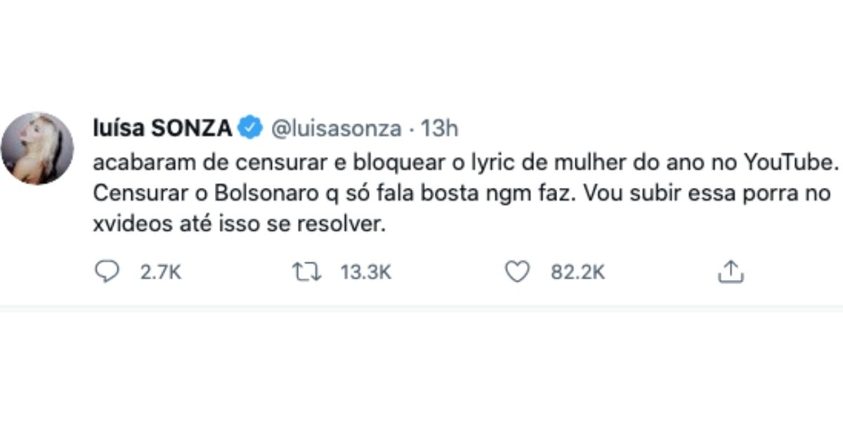 Luísa Sonza compartilha clipe em site pornô (Reprodução)