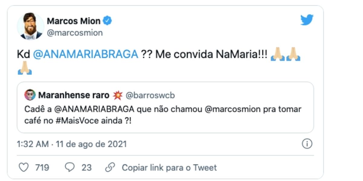 Marcos Mion expõe recado na lapa para Ana Maria (Reprodução) 