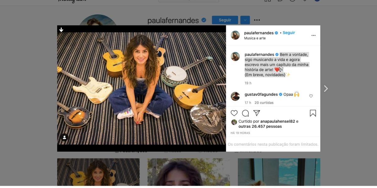 Paula Fernandes expõe nova fase em carreira (Reprodução)