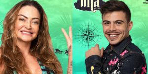 Thomaz Costa brigou com Laura Keller durante a edição desta terça-feira do Ilha Record (Foto: Divulgação/Record)