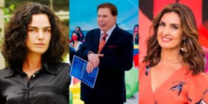 Ana Paula Arósio, Silvio Santos e Fátima Bernardes (Foto: Reprodução/TV Globo/SBT)