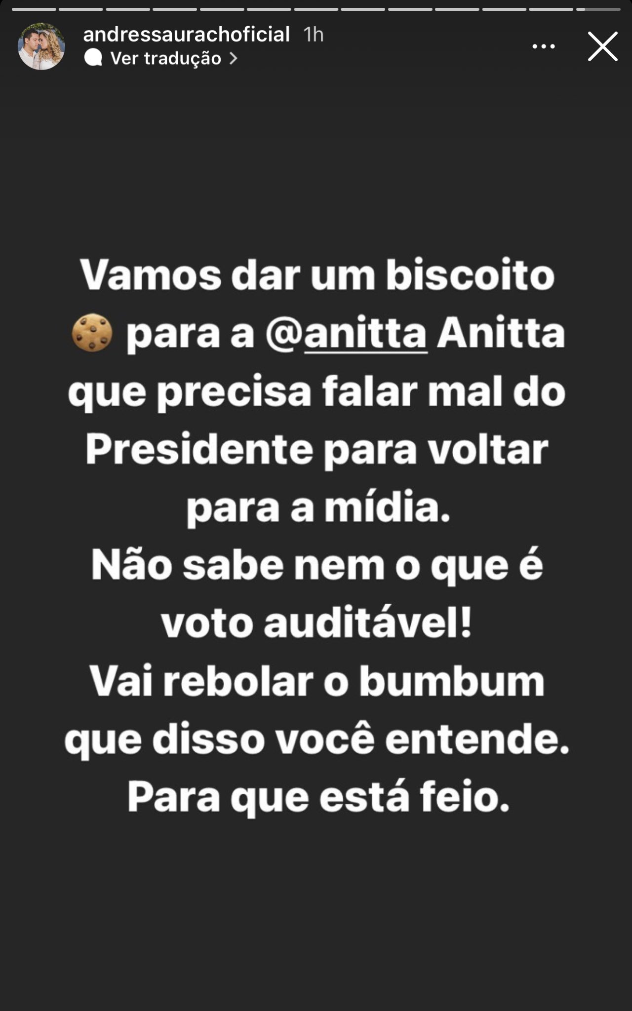 Andressa Urach defende Bolsonaro e ataca Anitta (Foto: Reprodução)