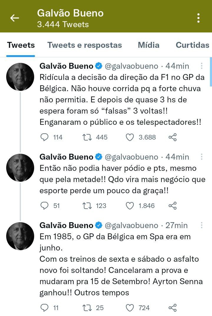 Galvão Bueno decidiu criticar a direção de prova da Fórmula 1 (Foto: Reprodução)