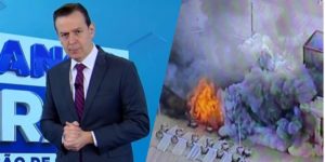 Celso Zucatelli exibiu imagens de incêndio (Montagem: TV Foco)