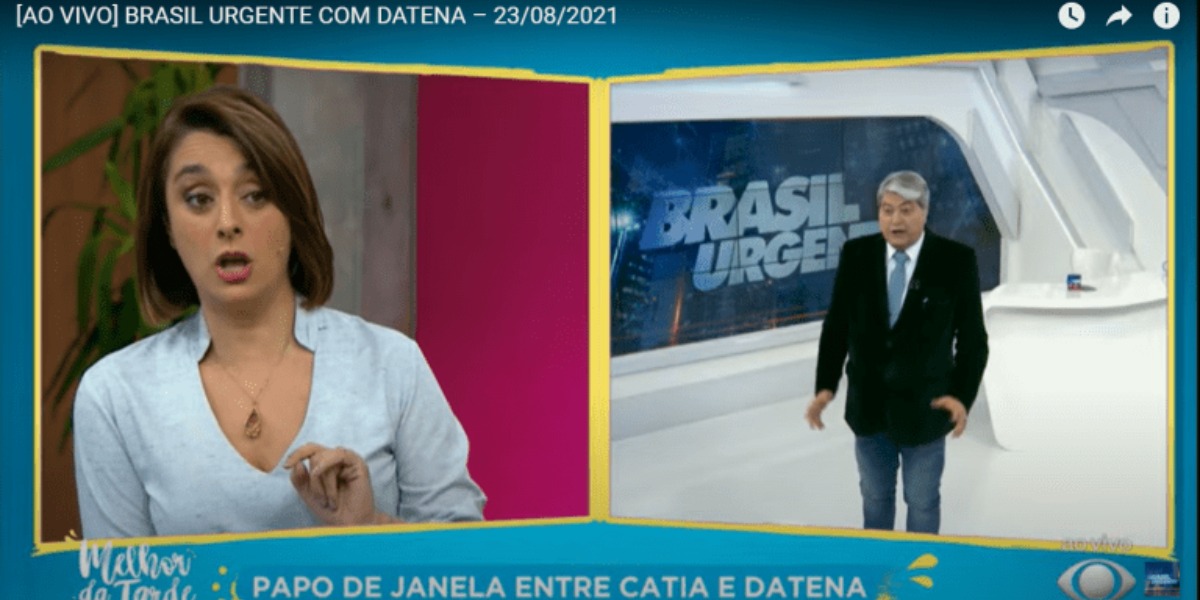 Datena e Catia Fonseca no Papo de Janela (Foto: Reprodução)