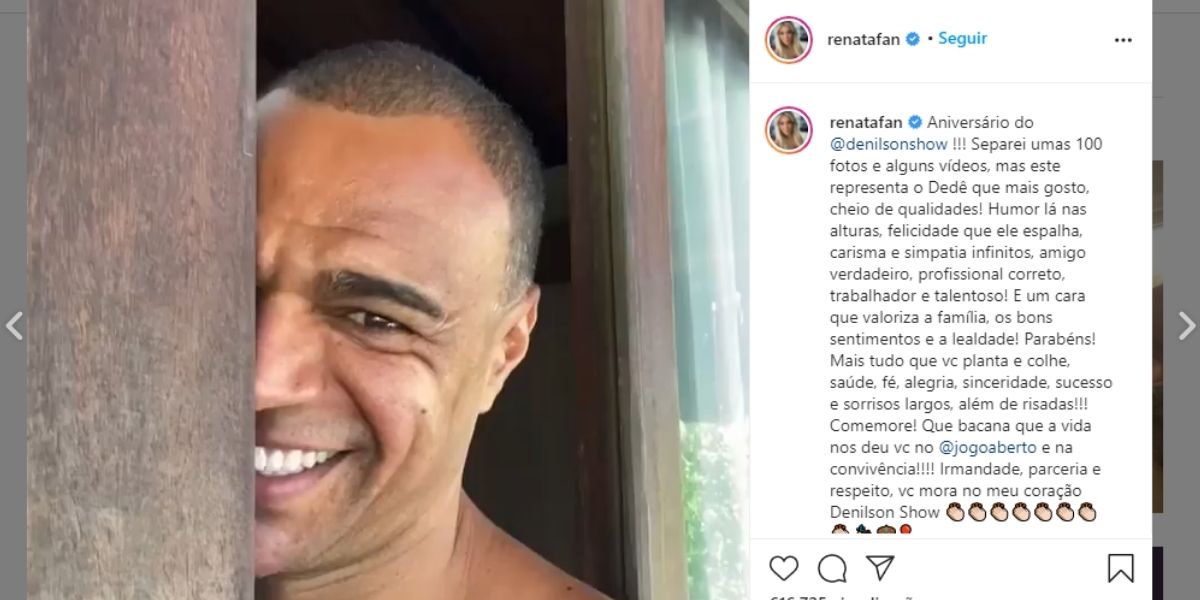 "A vida nos deu", Renata Fan declara amor por Denílson em anúncio e vídeo comprova relação dos comentaristas