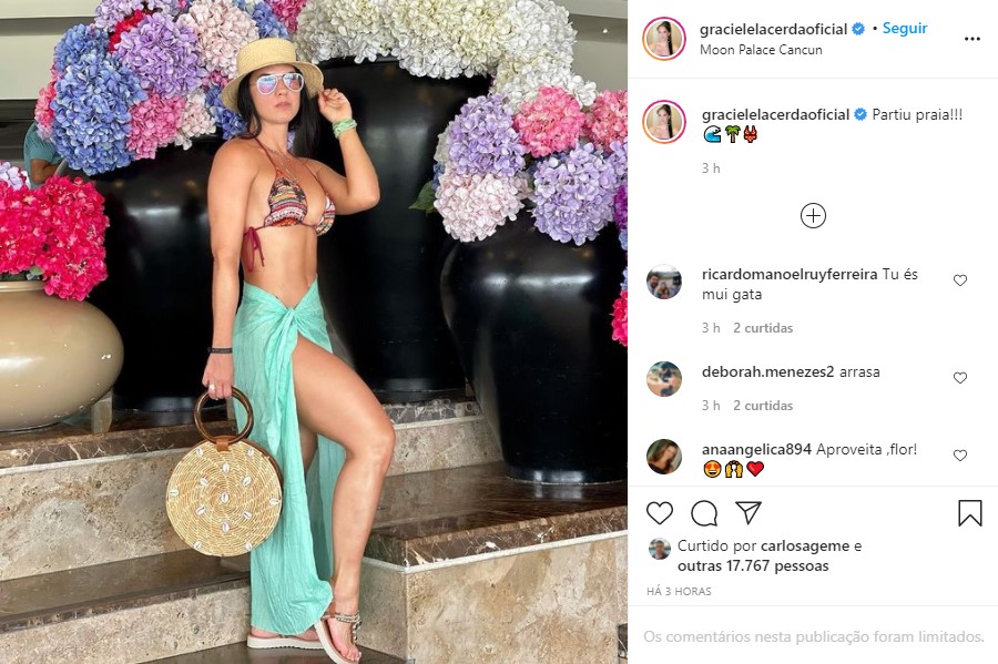 Graciele Lacerda exibe boa forma em look de praia cheio de estilo (Foto: Reprodução)