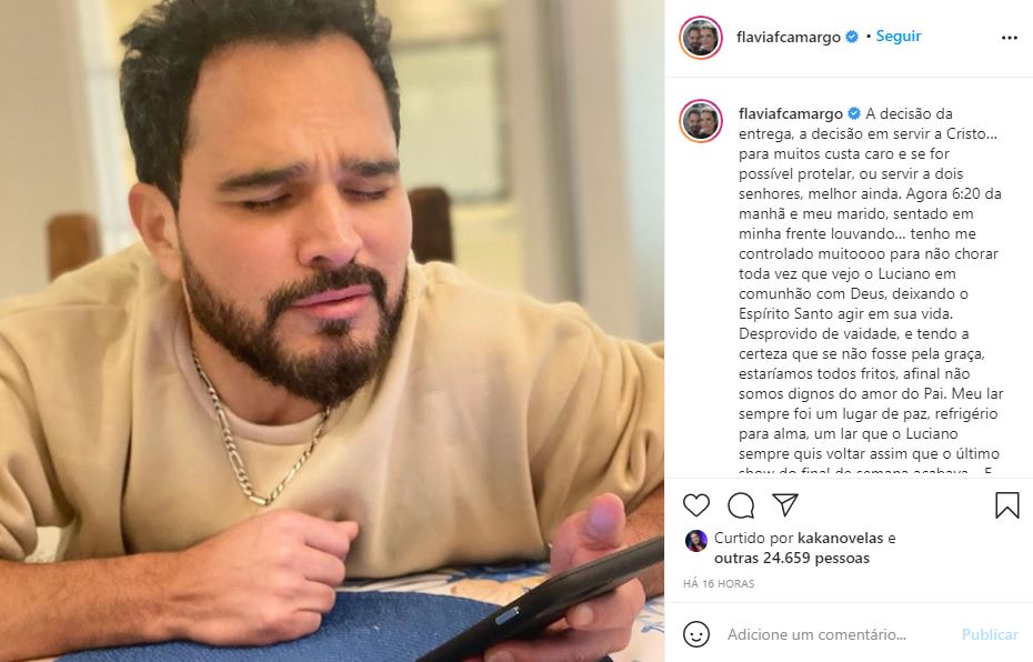 Luciano Camargo ganhou uma declaração de amor de sua esposa (Foto: Reprodução)