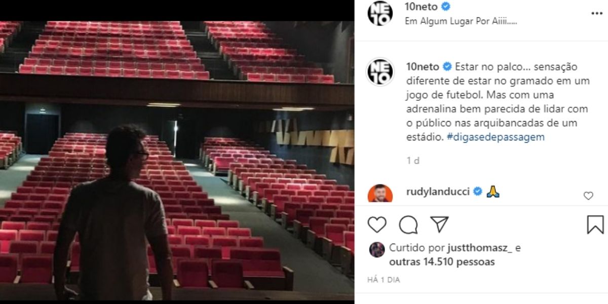 Após sair do Donos da Bola, Neto é flagrado em palco fora da Band e confirma nova fase: "Sensação diferente"