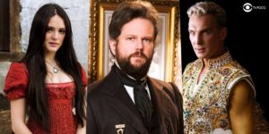 Anna Millman de Novo Mundo, Pedro II de Nos Tempos do Imperador e Lúcifer de Gênesis tem algo em comum? (Foto: Montagem/TV Foco/ Reprodução/Globo/Record)