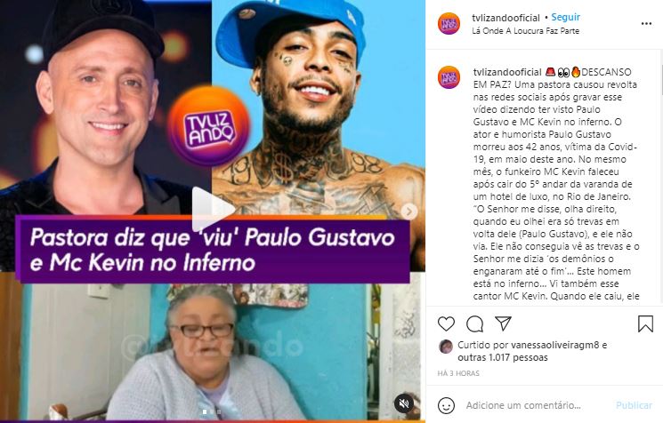 Pastora Nair fez revelação infernal sobre Paulo Gustavo e MC Kevin (Foto: Reprodução/Instagram)