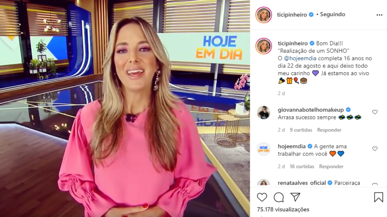 Ticiane Pinheiro usou as redes sociais para falar do Hoje em Dia (Foto: Reprodução)