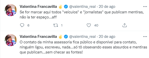 Valetina nega que brigou com Milene Pavorô (Foto: Reprodução)