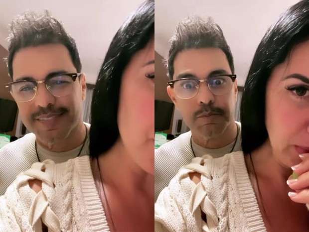 Graciele Lacerda mostra bigode de Zezé nas redes sociais - Reprodução