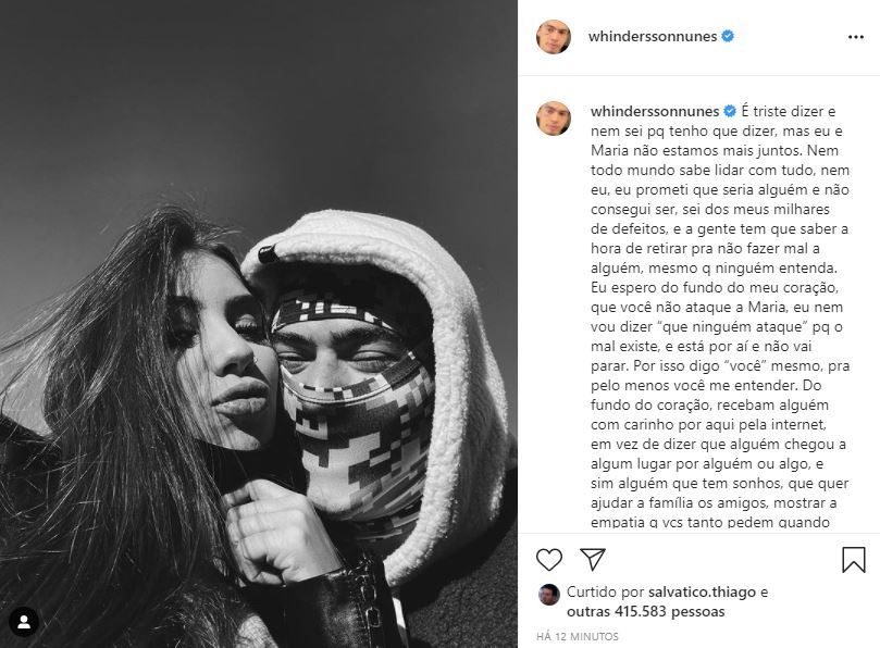 Whindersson Nunes e Maria Lina não estão mais juntos (Foto: Reprodução/ Instagram)