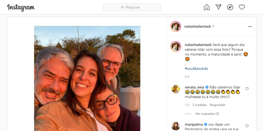 William Bonner, Natasha Dantas, Renata Vasconcellos e Carlos Henrique Schroder na sede da Globo (Foto: Reprodução / Instagram)