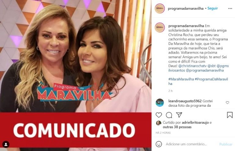 ASASAS Mara Maravilha resolveu usar sua conta no Instagram para desabafar na última segunda-feira (27). A apresentadora, que tem 53 anos, é constantemente criticada por ser casada com Gabriel Torres, de 32 anos.  Por conta do pensamento preconceituoso e das críticas que sempre recebe, Mara Maravilha resolveu rebater alguns haters nas redes sociais com um textão de cair o queixo. “Nós verdadeiras mulheres somos flores com pétalas de sororidade”, iniciou ela. “As máscaras tem que cair para a alma evoluir… Tanta gente me fala ‘mas, Mara, ele é tão mais novo’ ou então perguntam nos comentários das minhas postagens ‘ele é seu filho?’. Por que de tudo isso? Será que a diferença de idade realmente é o que importa?”, questionou a apresentadora do SBT. “Por que não me perguntam se estou feliz? Se sou amada, respeitada… Porque para mim o que importa é isso, o amor que recebo, o respeito com que sou tratada… E sim, sou amada, respeitada e muito feliz! Para manter um relacionamento hoje em dia, além do amor é preciso muita vontade de fazer dar certo”, completou Mara Maravilha. “Terminar é fácil, começar é mais fácil ainda. Agora fazer durar, enfrentar brigas, opiniões diferentes, só com muita vontade de fazer dar certo. O fácil nunca me atraiu… E não existe fórmula mágica, o que existe é amor, força de vontade e dedicação para que dê certo. Assim vamos construindo a nossa história e a nossa família… Com muita vontade, com muito amor e acima de tudo, com muito respeito”, finalizou Mara Maravilha, em suma. PERDA DE CHRISTINA ROCHA Mara Maravilha também usou seu perfil no Instagram para fazer uma revelação ao público. Atualmente, comandando o Programa da Maravilha, atração que vai ao ar através das plataformas digitais do SBT, a apresentador anunciou que iria receber Christina Rocha.  No entanto, uma terrível perda da titular do Casos de Família fez com que a também cantora adiasse a atração. Acontece que Christina acabou perdendo o seu cachorrinho. Para quem não sabe, a famosa era bastante apegada ao animal.