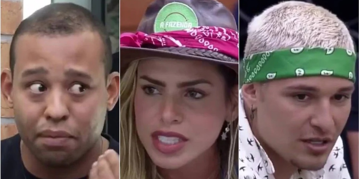 Mussunzinho, Erika e MC Gui discutiram em A Fazenda 13 (Imagem: Montagem)