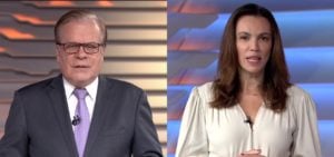 Chico Pinheiro e Ana Paula Araújo no estúdio do Bom Dia Brasil (Foto: Montagem/TV Foco)