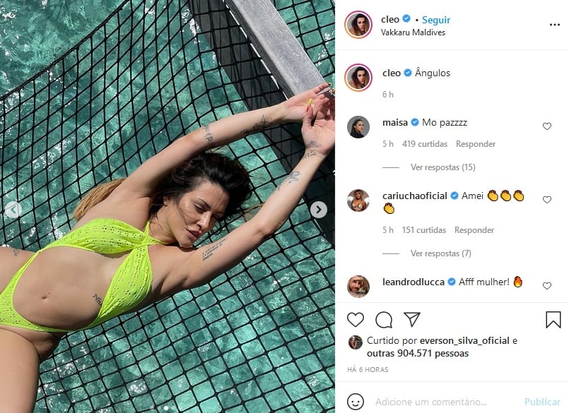 Cleo em clique nas Ilhas Maldivas (Foto: Reprodução)