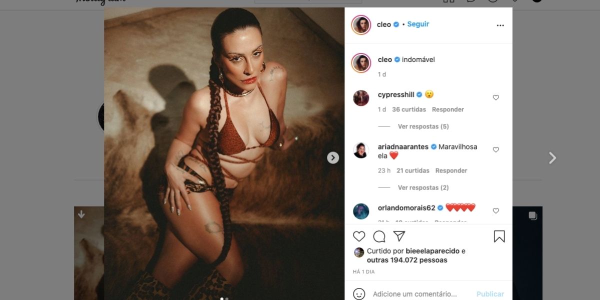 Cleo abusa da sensualidade (Reprodução)