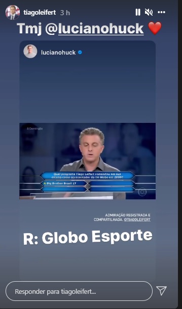 Tiago Leifert respondeu Luciano Huck 