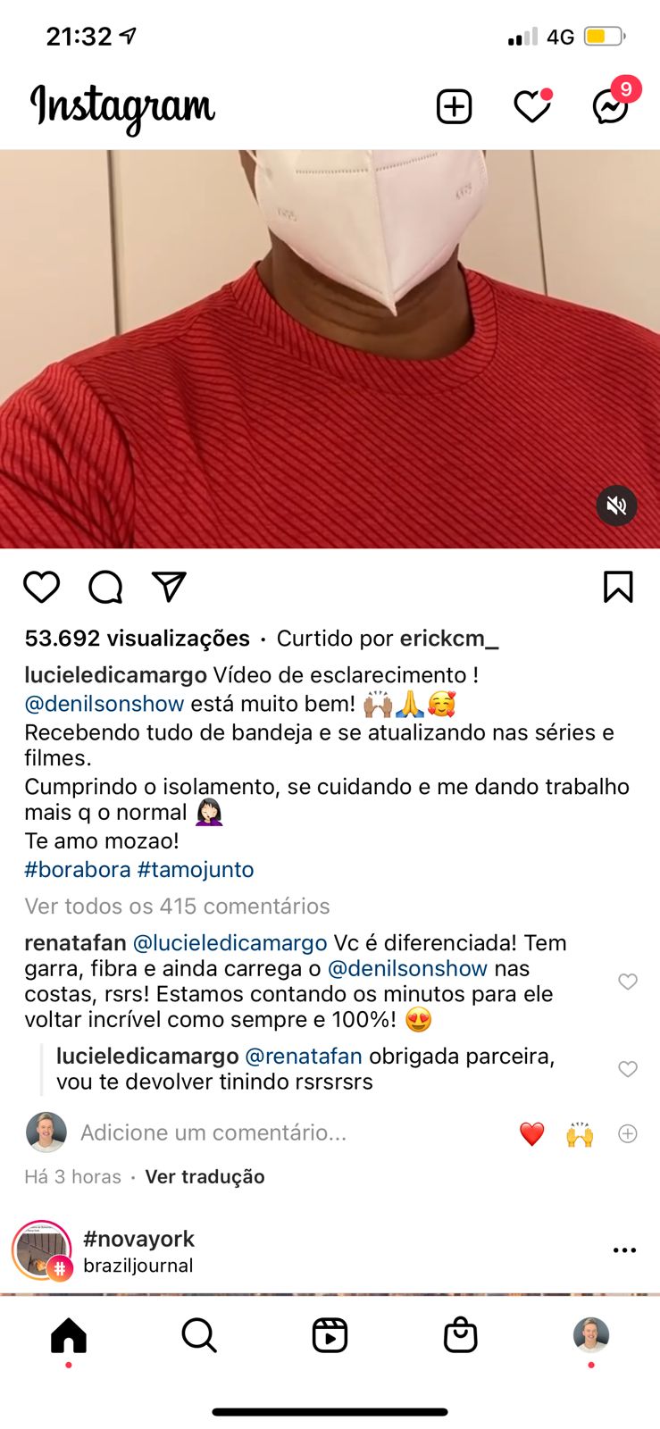 Renata Fan falou sobre Denílson para Luciele Di Camargo (Foto: Reprodução/Instagram)