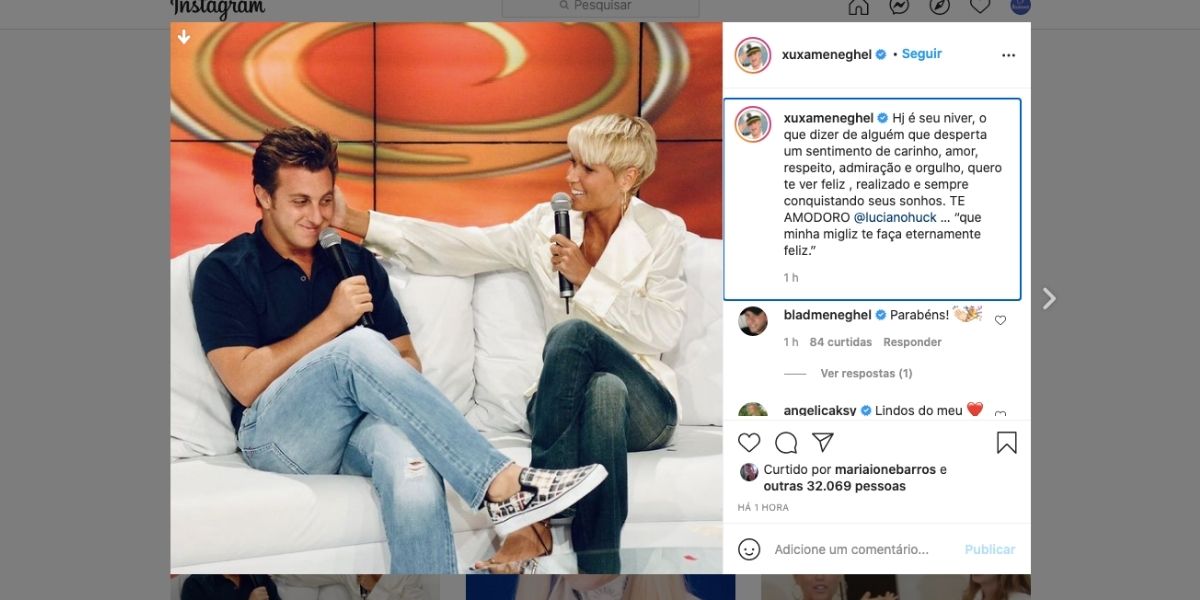 Xuxa expõe relação de amizade com Luciano Huck (Reprodução)