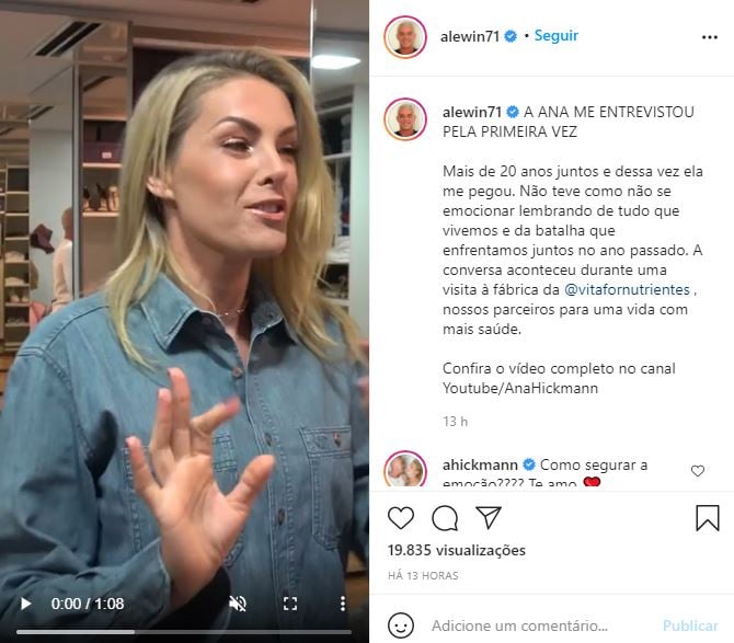 Ana Hickmann gravou entrevista exclusiva com o marido, Alexandre Correa (Foto: Reprodução)