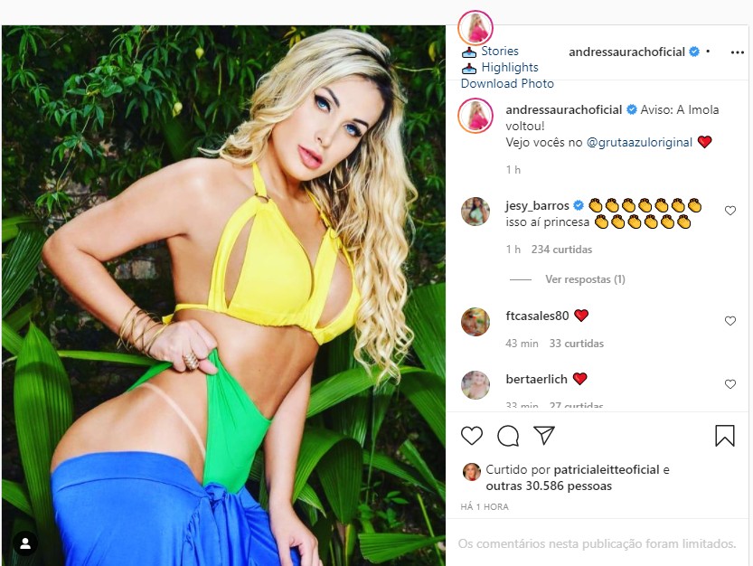 Andressa Urach anuncia retorno de Imola à prostituição