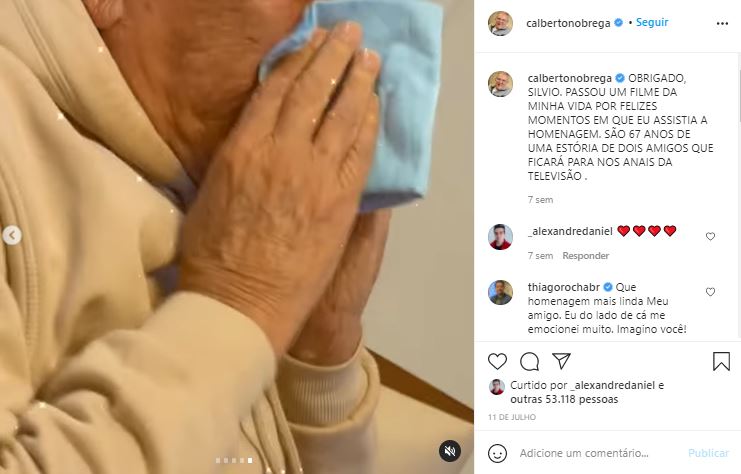 Carlos Alberto de Nóbrega se emocionou com homenagem do SBT (Foto: Reprodução/Instagram)