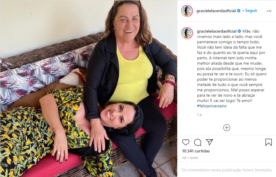 Graciele Lacerda faz homenagem para a mãe no aniversário dela - Foto: Reprodução