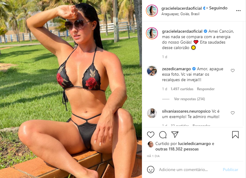 Graciele Lacerda expõe foto ousada e dá o que falar após comentário de Zezé (Foto: Reprodução)