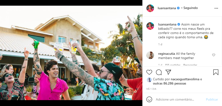 Luan Santana usou as redes sociais para mostrar fertinha particular com amigos (Foto: Reprodução)