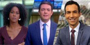 Maju Coutinho, Alan Severiano e César Tralli (Montagem: TV Foco)