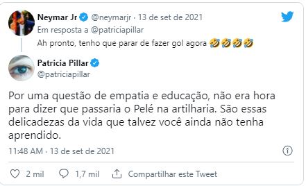 Neymar e Patrícia Pillar (Foto: Reprodução/Twitter)