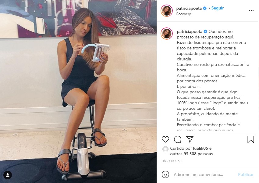 Patrícia Poeta expõe real estado, após cirurgia às pressas (Foto: Reprodução)