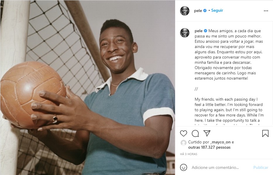 Publicação de Pelé no Instagram (Foto: Reprodução)