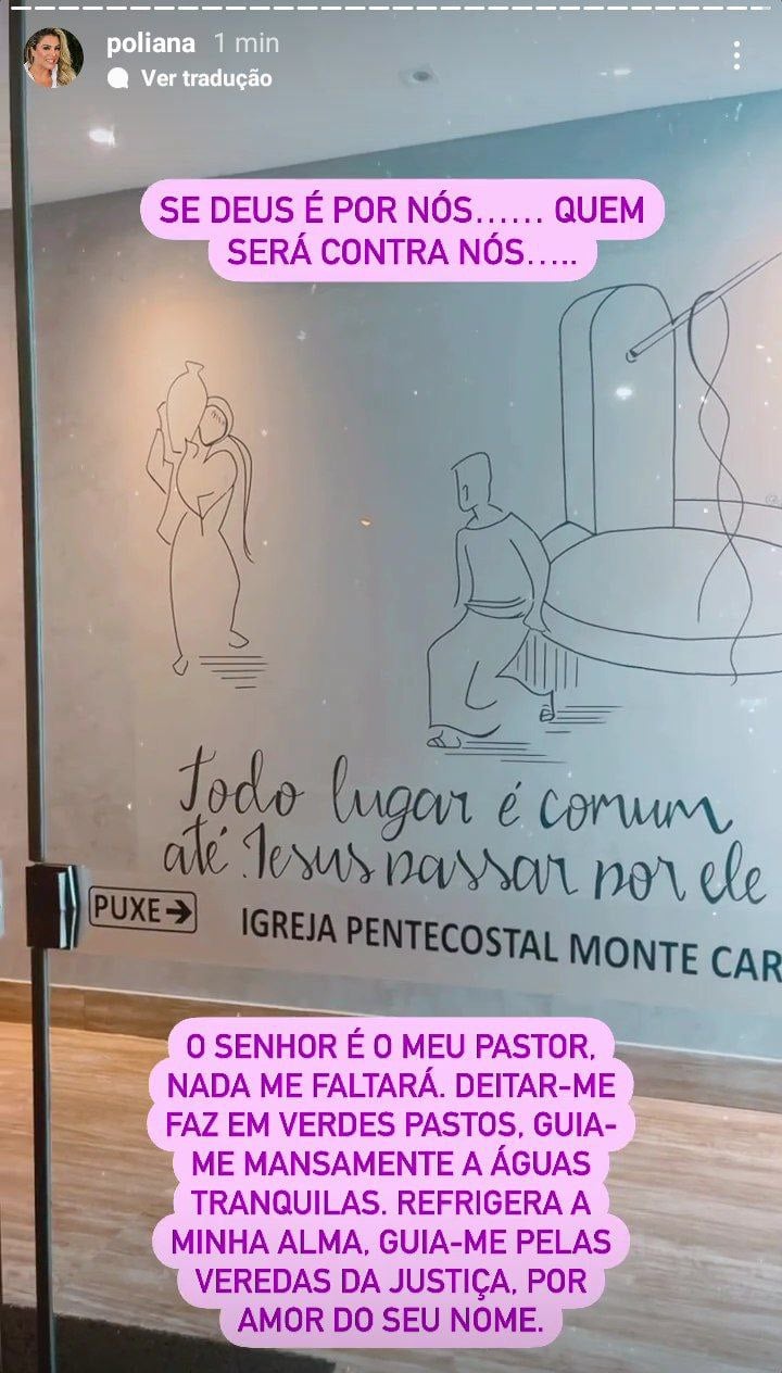 Poliana Rocha mandou recado, enquanto estava na igreja (Foto: Reprodução/ Instagram)