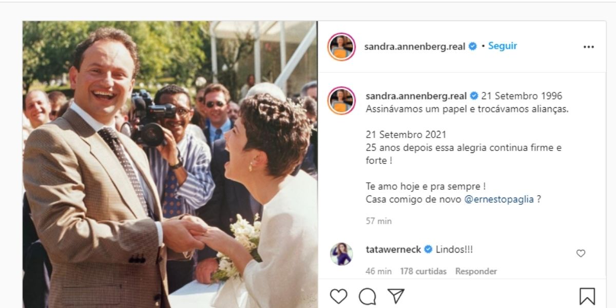 A global Sandra Annenberg e Ernesto Paglia (Reprodução: Instagram)