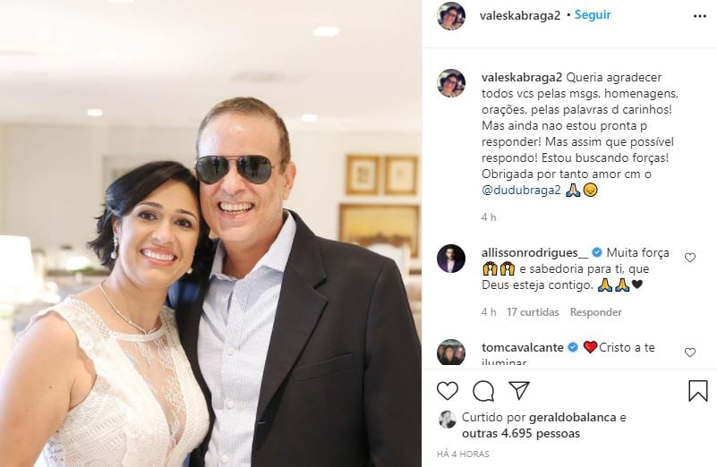 Valeska Braga se despediu de Dudu, filho de Roberto Carlos (Foto: Reprodução)