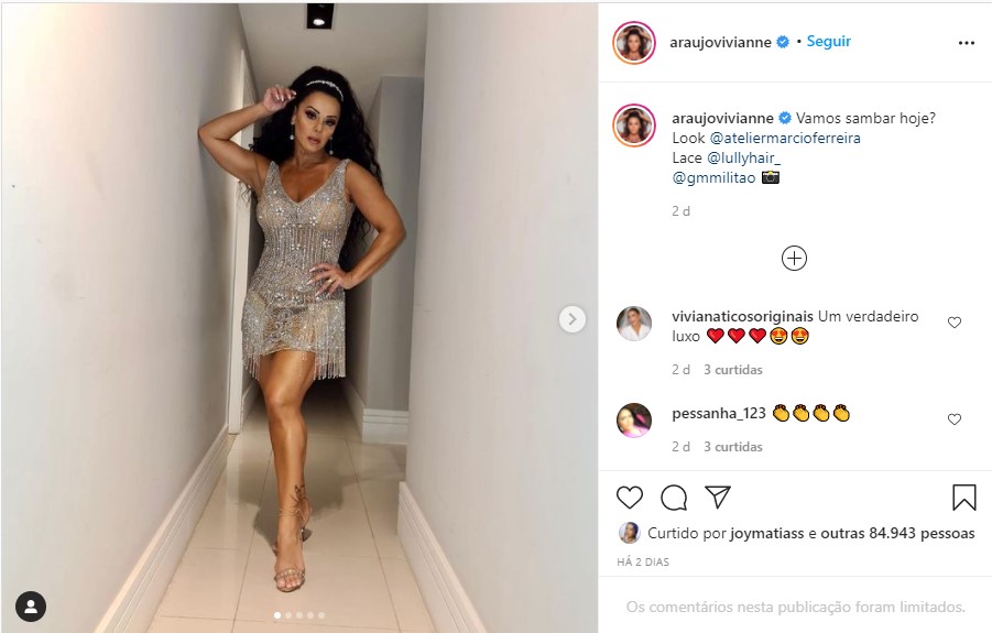 Viviane Araújo mostra demais com look transparente - Foto: Reprodução