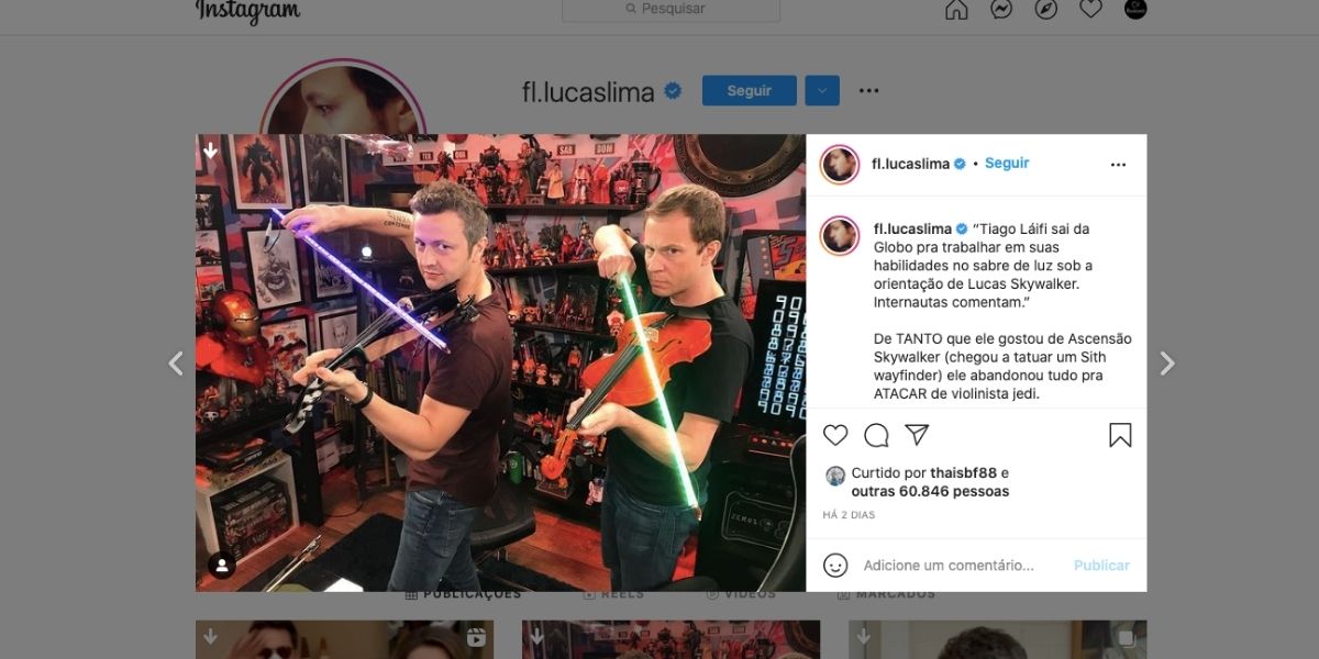 De acordo com Lucas Lima, artistas gostam de Star Wars (Reprodução)