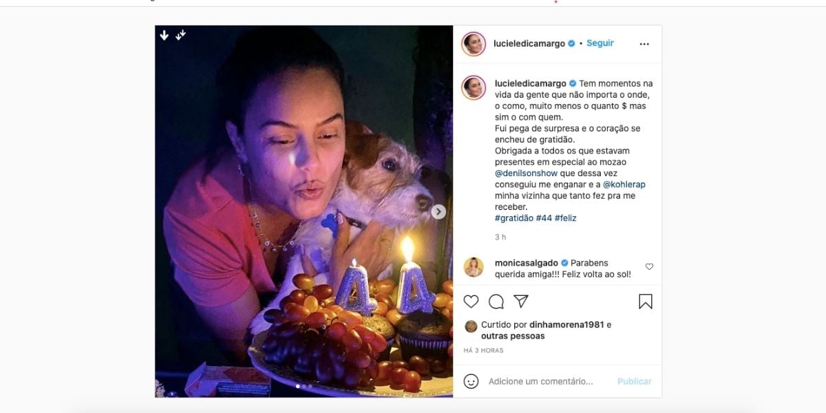 Luciele Di Camargo expõe o que Denilson fez em seu aniversário (Reprodução)